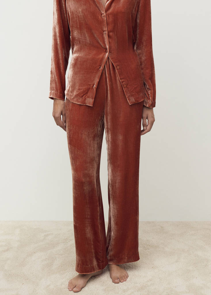 Silk velvet trousers — Burnt Orange