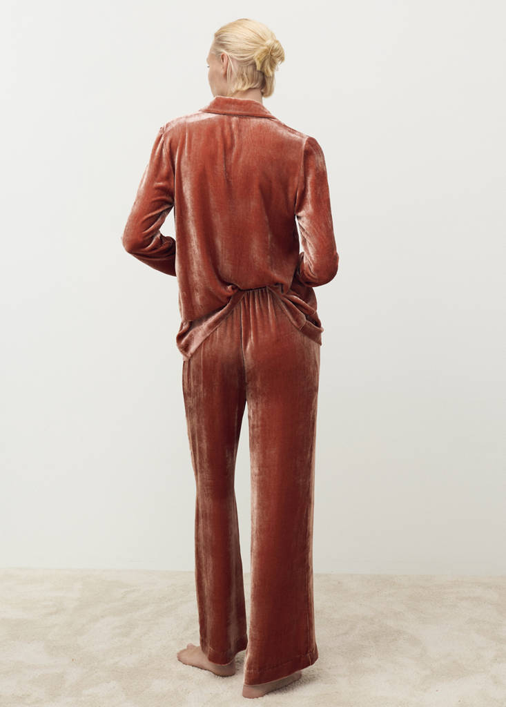 Silk velvet trousers — Burnt Orange
