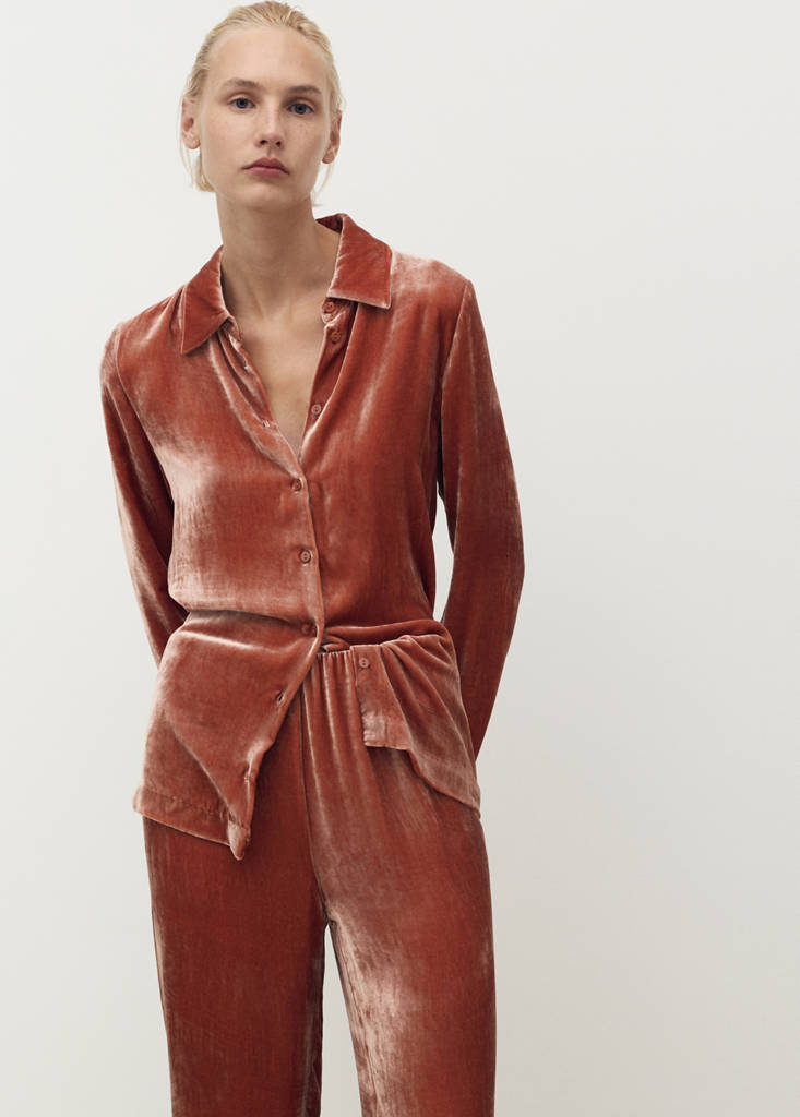 Silk velvet trousers — Burnt Orange