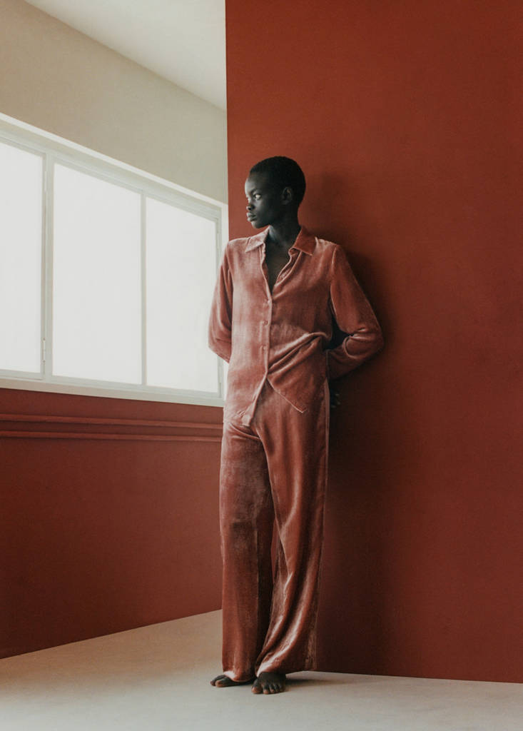 Silk velvet trousers — Burnt Orange