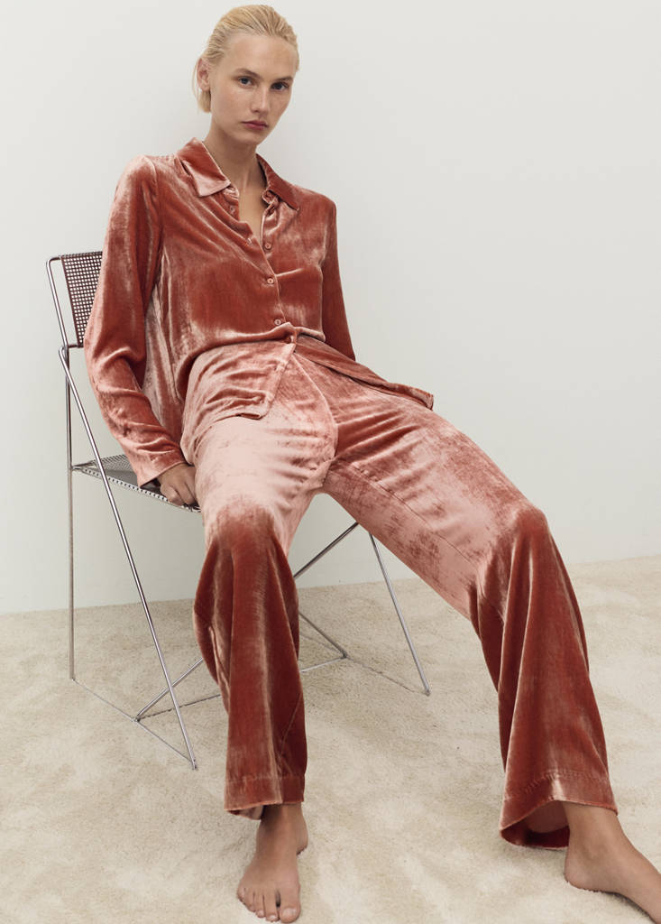 Silk velvet trousers — Burnt Orange