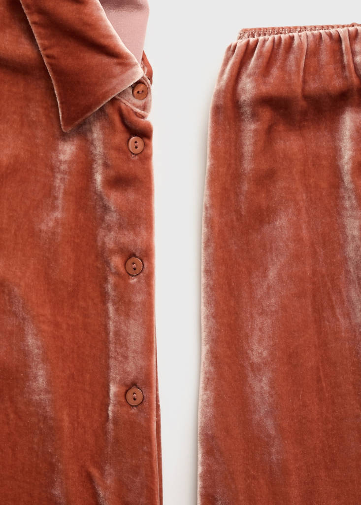 Silk velvet trousers — Burnt Orange
