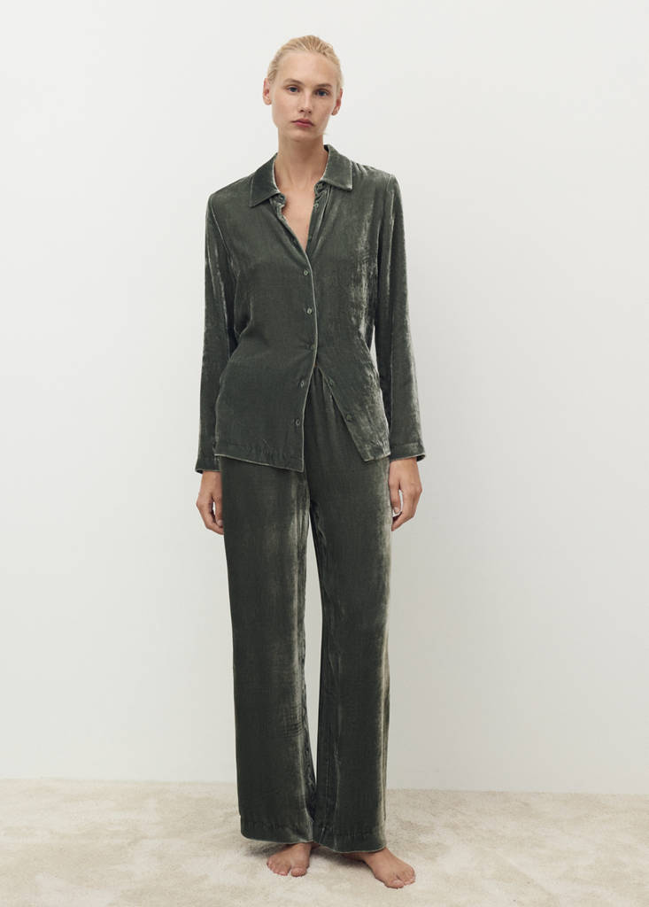Silk velvet trousers — Green