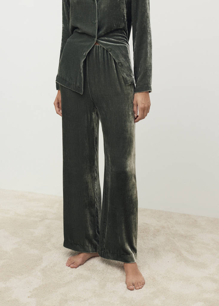 Silk velvet trousers — Green