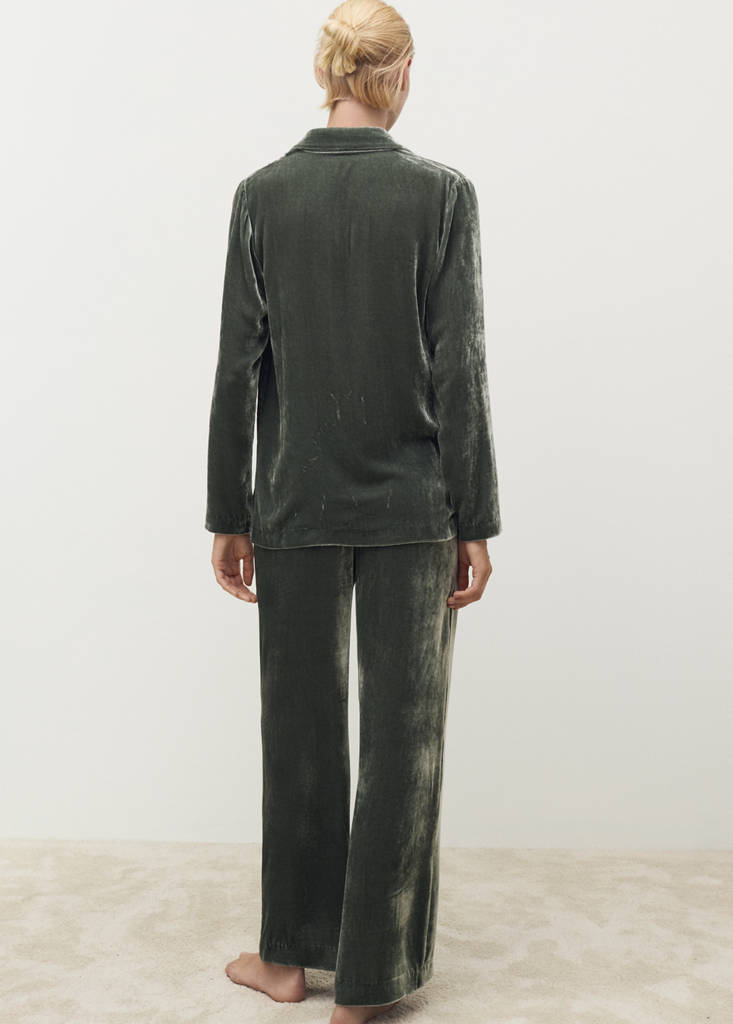 Silk velvet trousers — Green