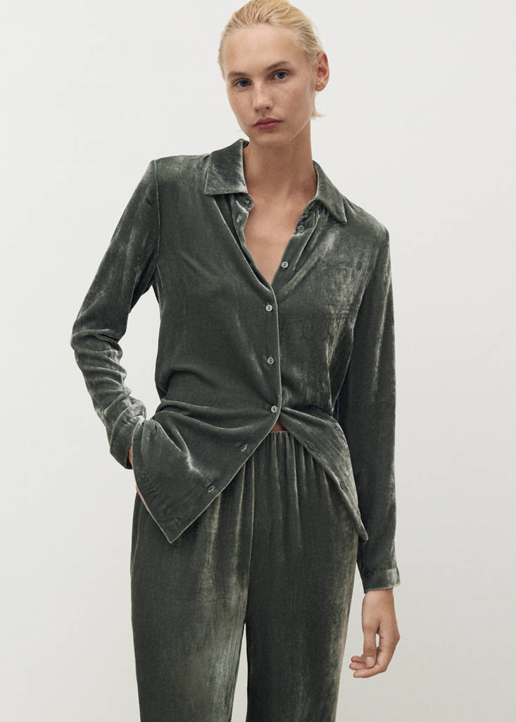 Silk velvet trousers — Green