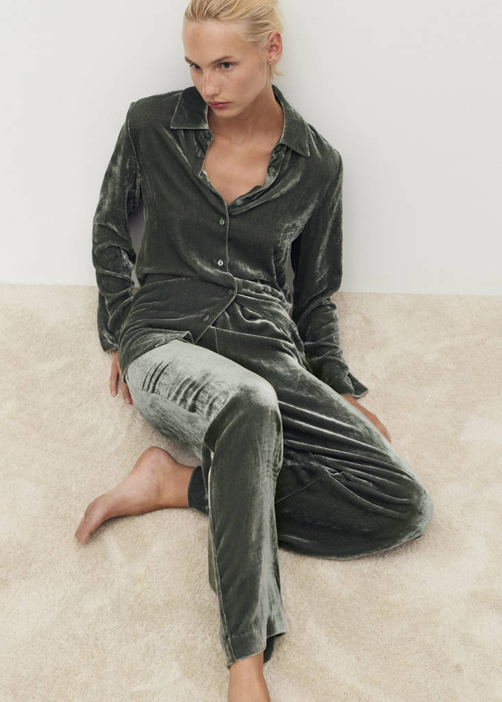 Silk velvet trousers — Green