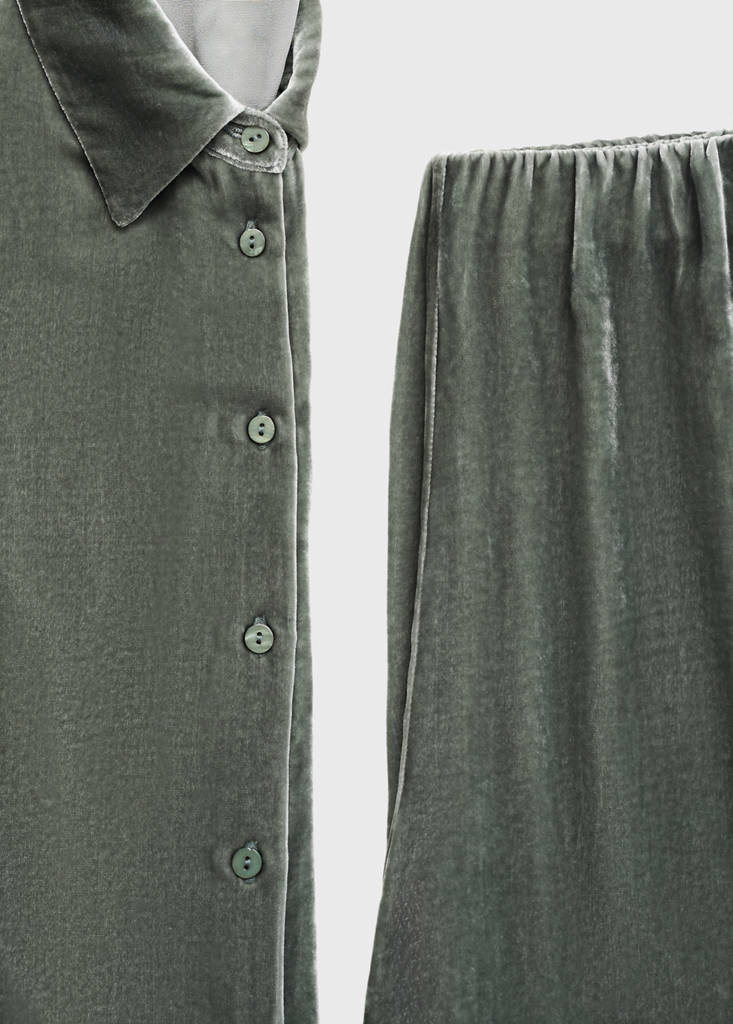 Silk velvet trousers — Green