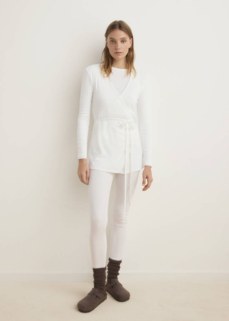 Long rib-knit trousers — Ivory White