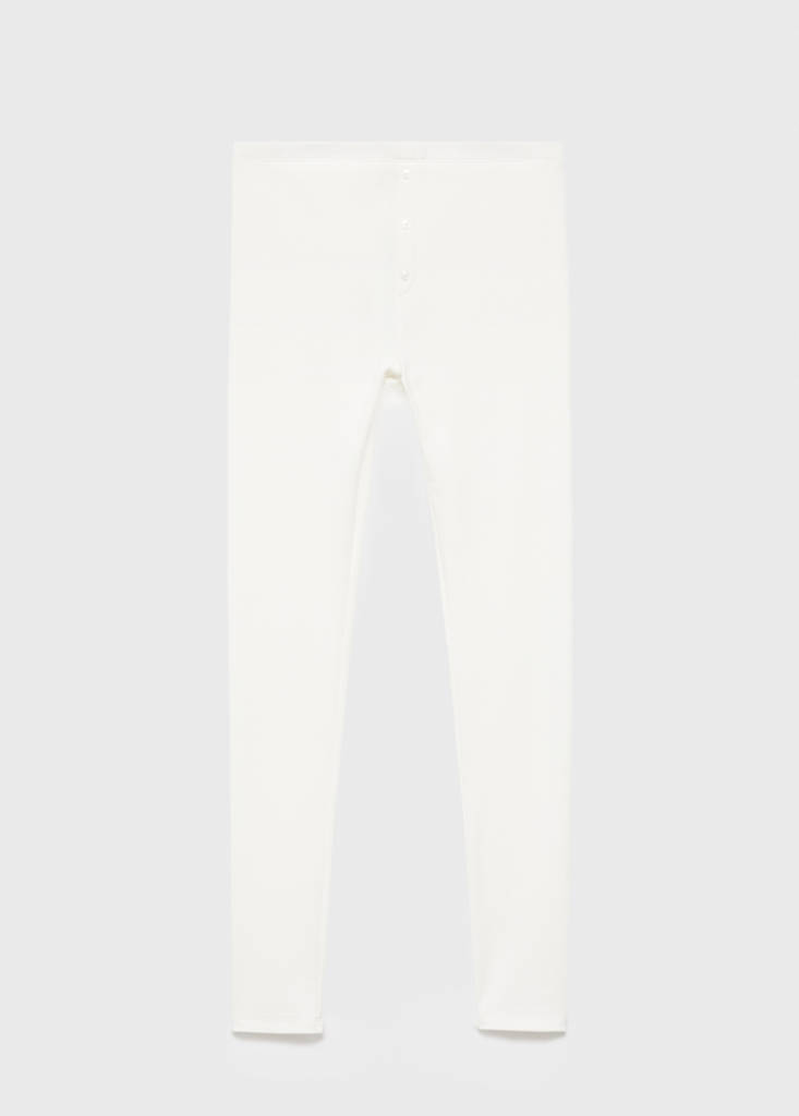 Long rib-knit trousers — Ivory White