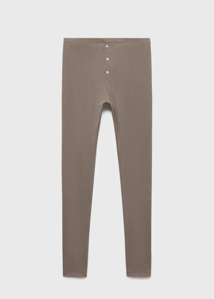Long rib-knit trousers — Medium Brown