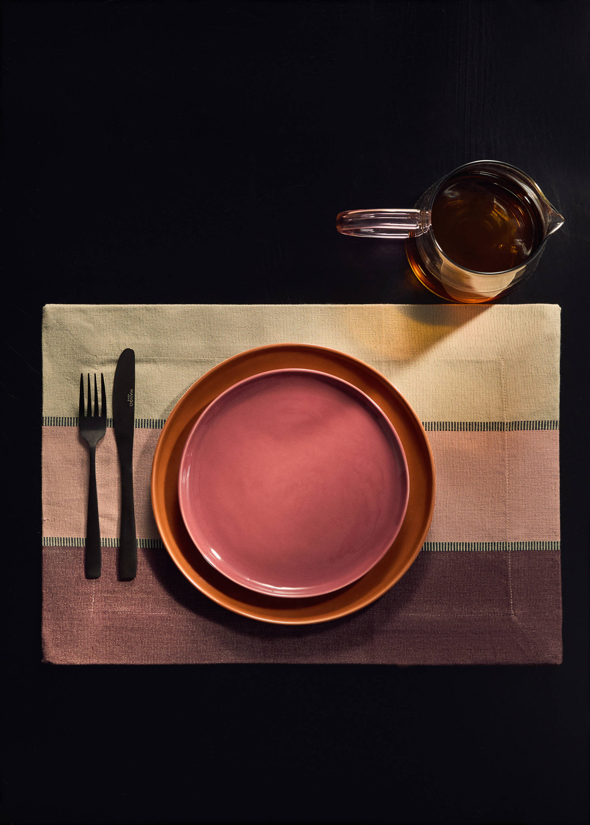 Cotton placemats with coloured stripes - General plane