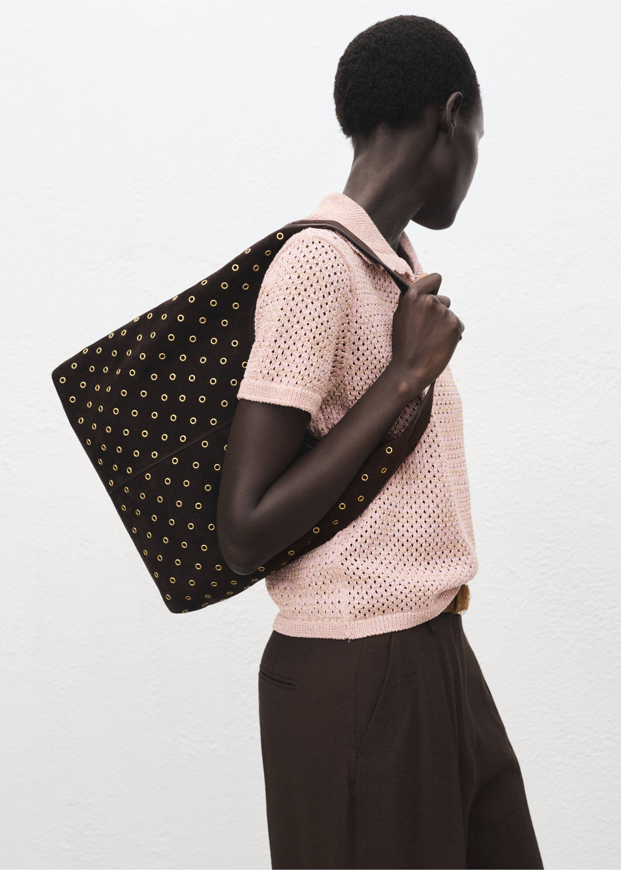 Jersey crochet lurex - Detalle del artículo 1, Rosa pastel. Ref: 17014141-00.