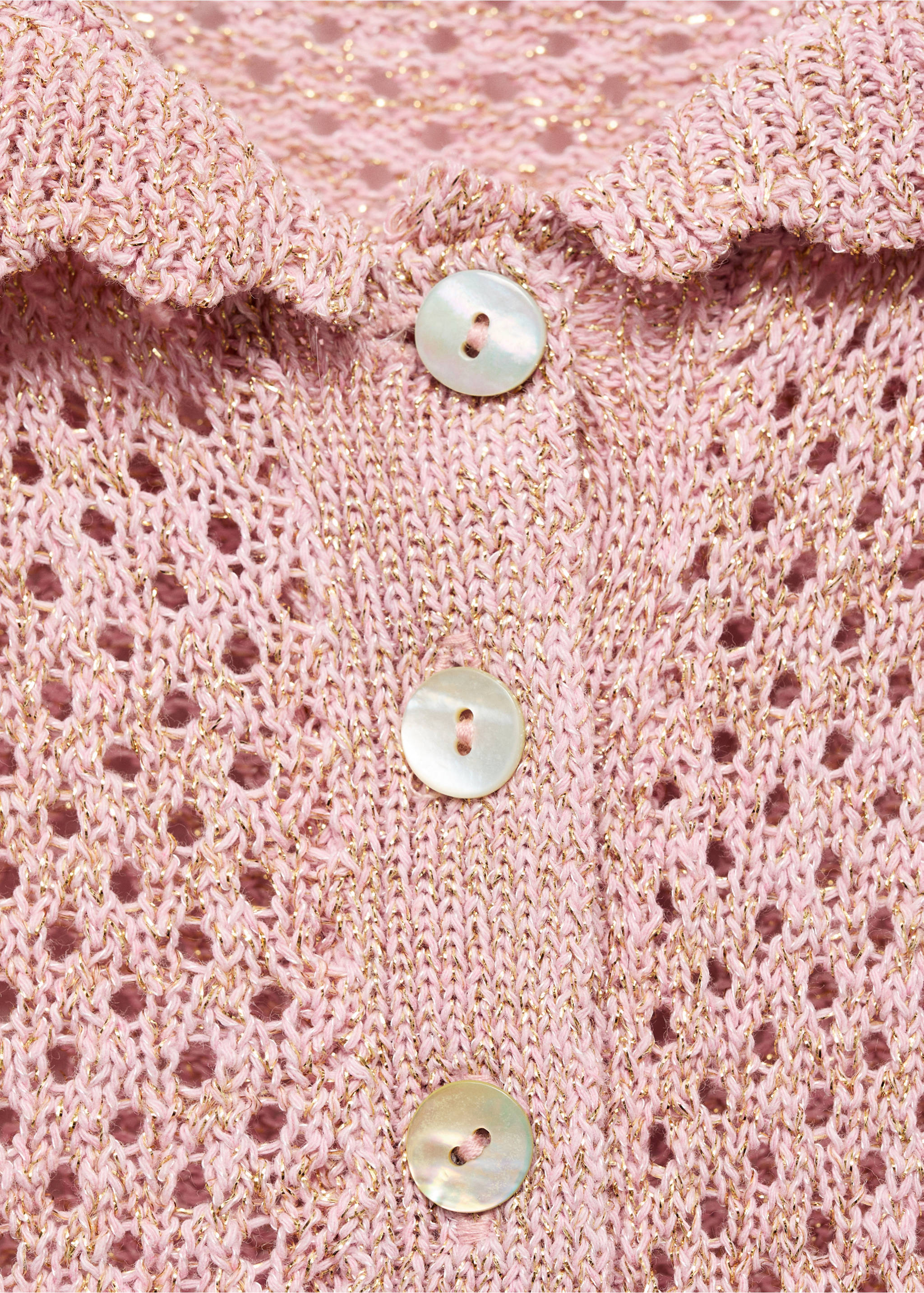 Jersey crochet lurex - Detalle del artículo 8, Rosa pastel. Ref: 17014141-00.