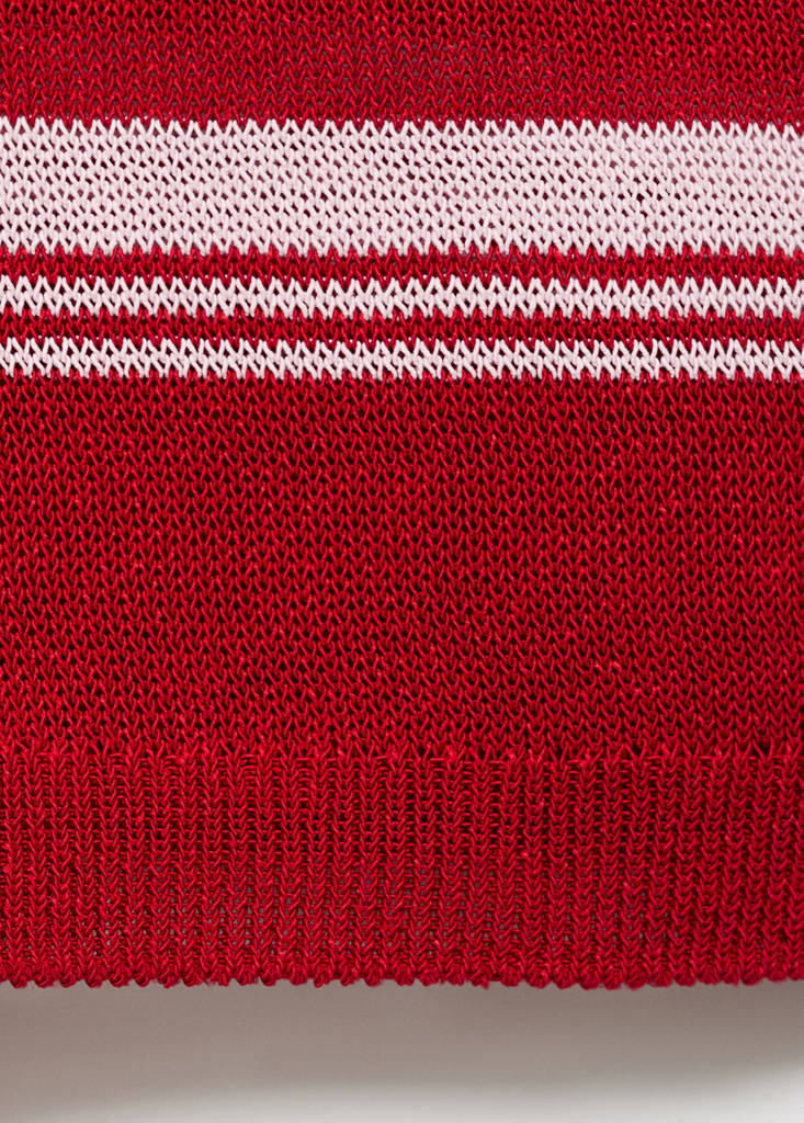 Striped polo-neck sweater — Red