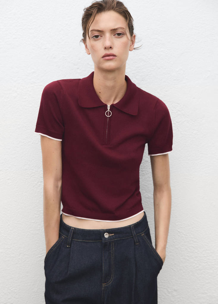 Polo-neck sweater with zipper