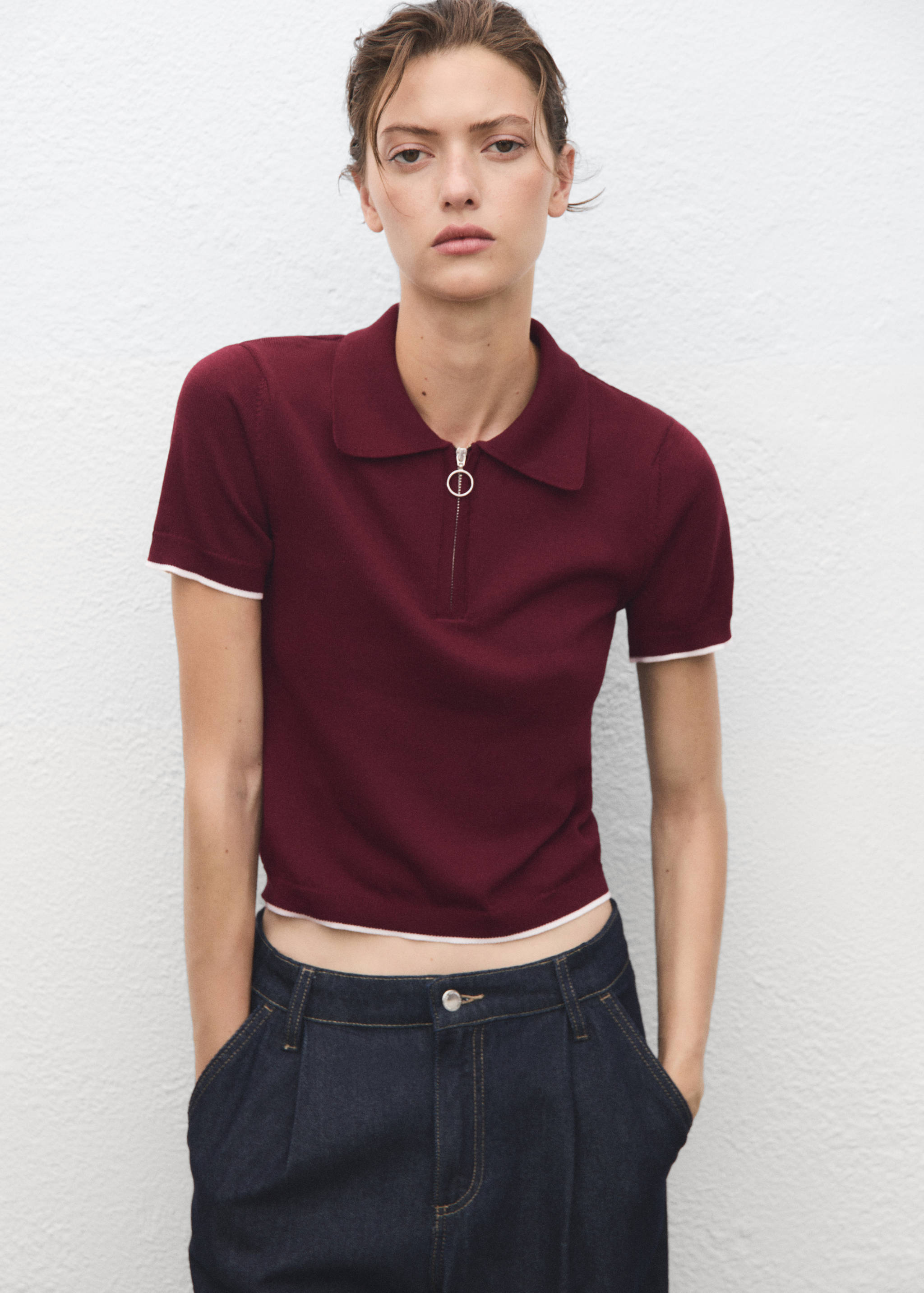 Polo-neck sweater with zipper - Medium plane