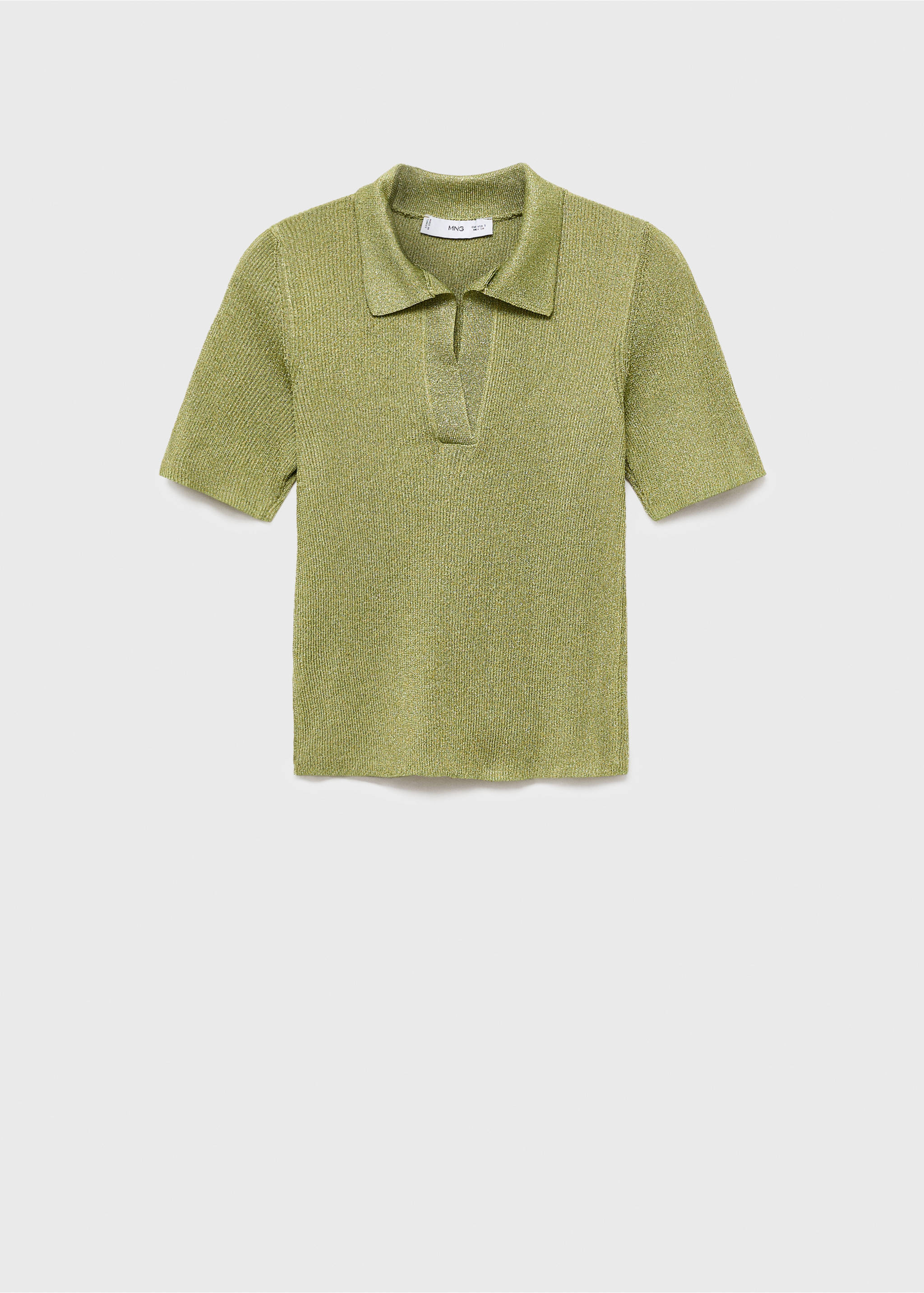 Lurexový svetr s polo límcem - Zboží bez modelu, Pastelově zelená. Ref: 17014145-00.