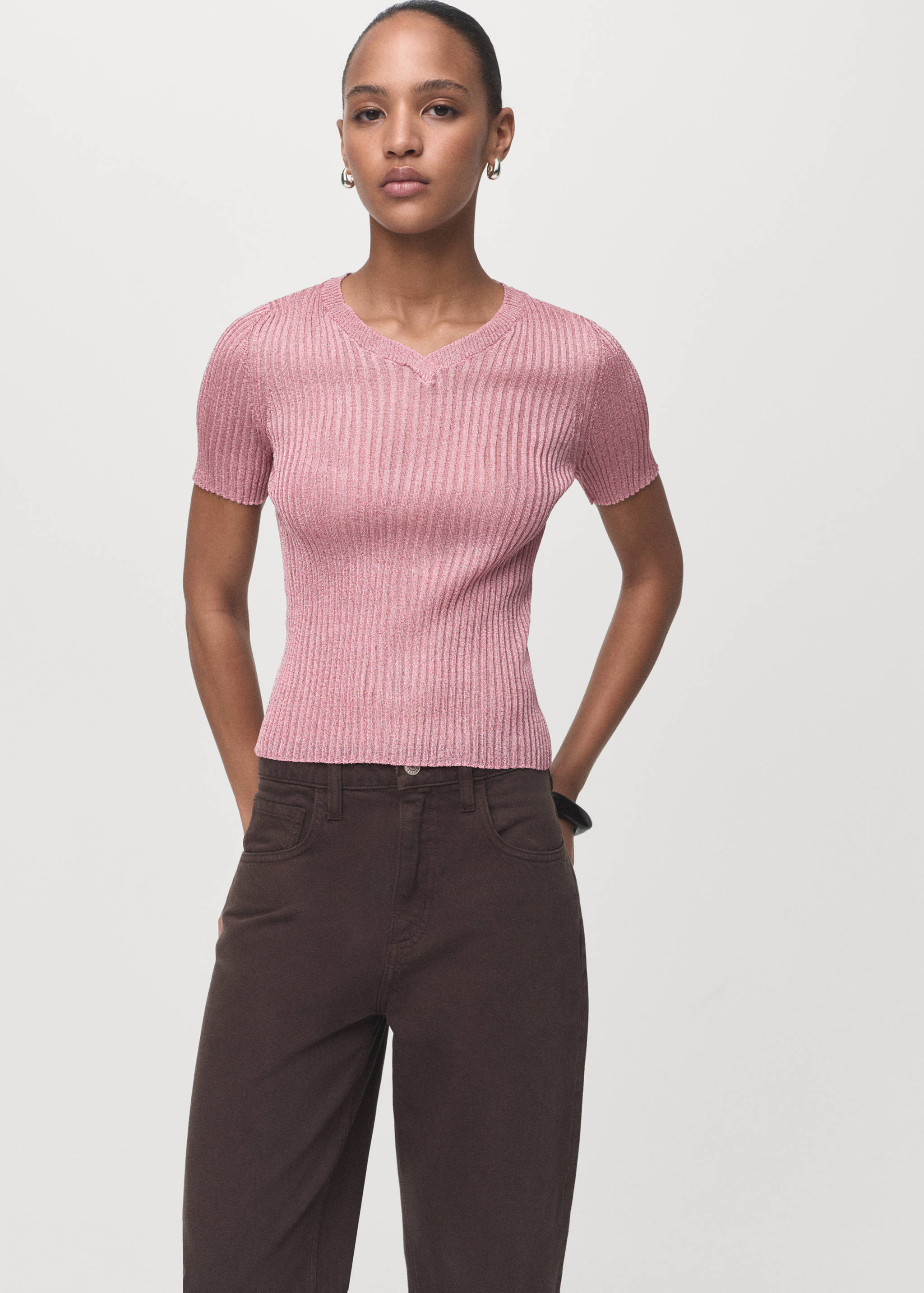 Semi-transparent lurex sweater - Medium plane