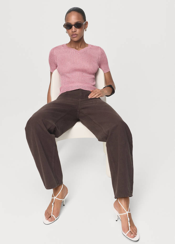 Semi-transparent lurex sweater — Pastel Pink