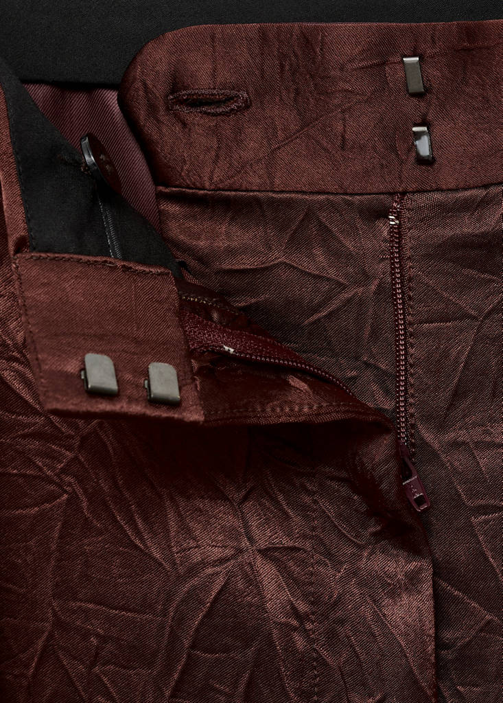 Straight-leg crinkled-effect trousers — Chocolate