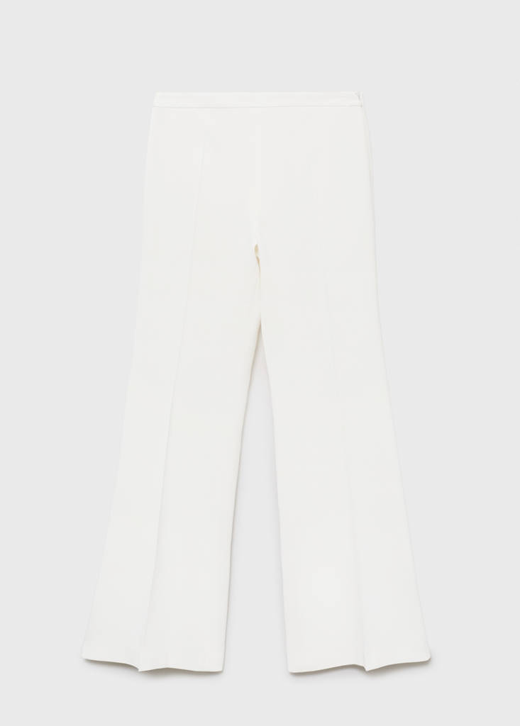 Long flared trousers — White