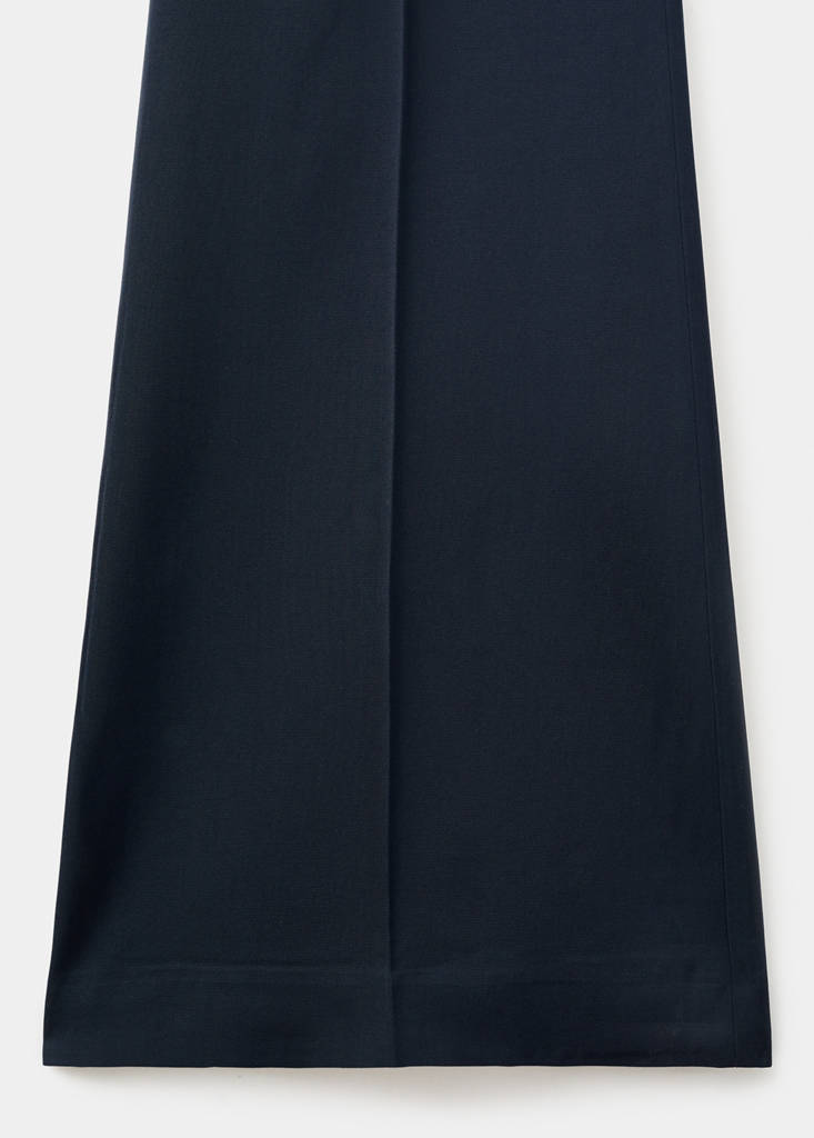 Long flared trousers — Navy