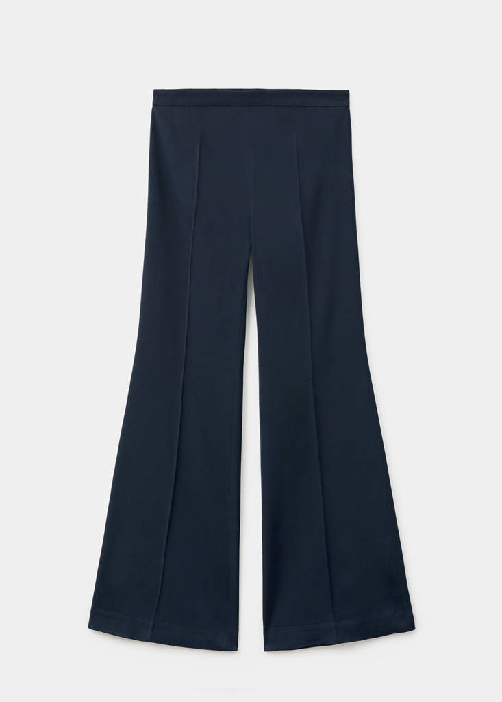 Long flared trousers — Navy