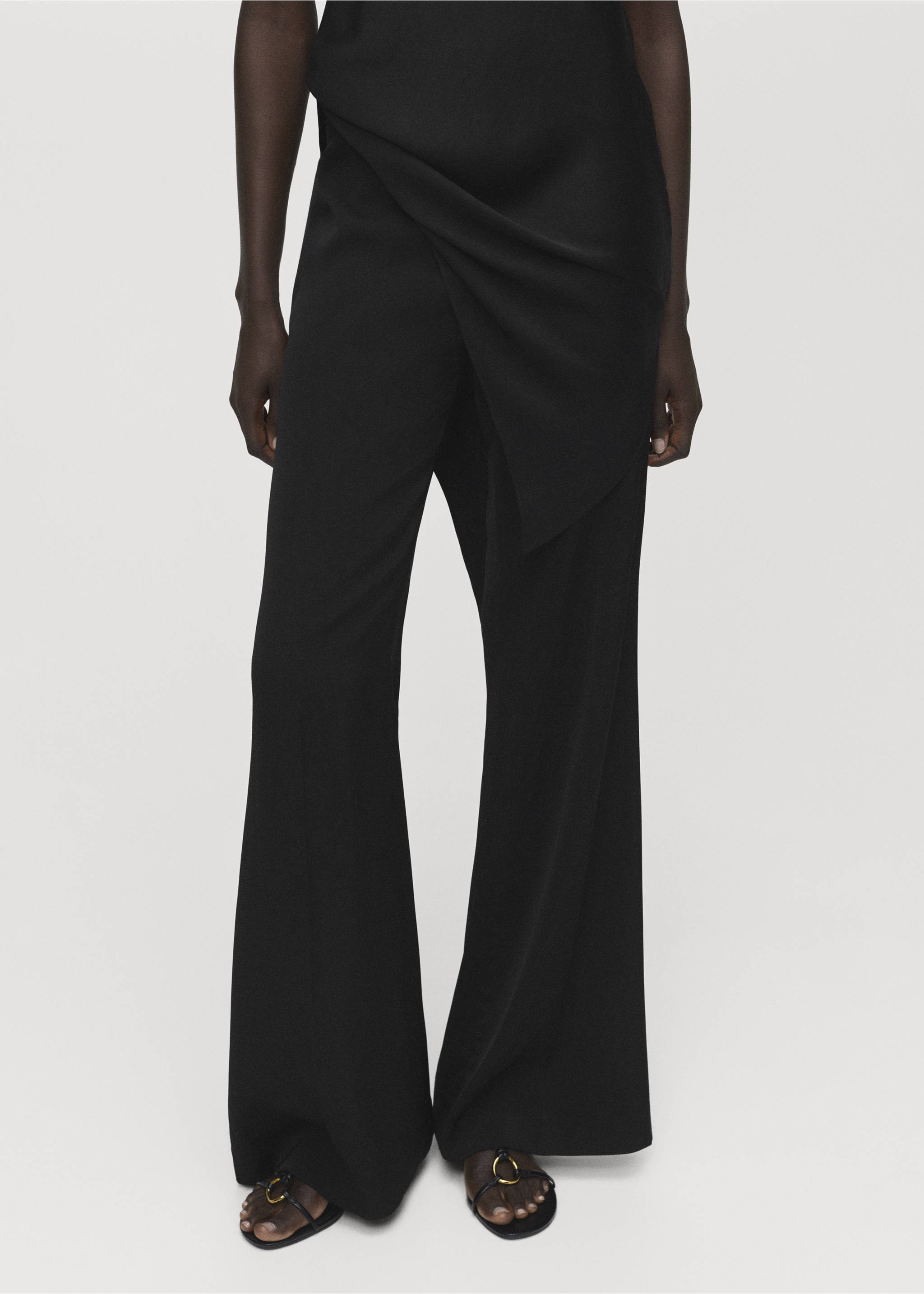 Long flared trousers - Medium plane, Black. Ref: 17014149-00.