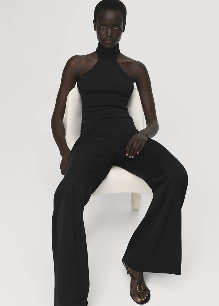 Long flared trousers — Black