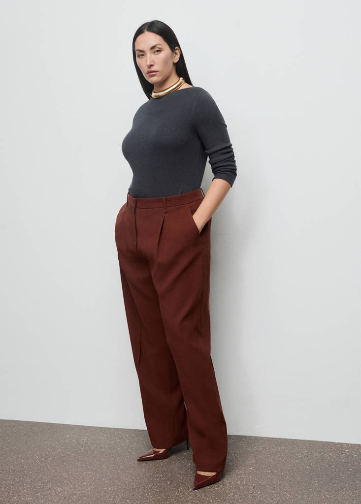 Modal straight-fit trousers — Burnt Orange