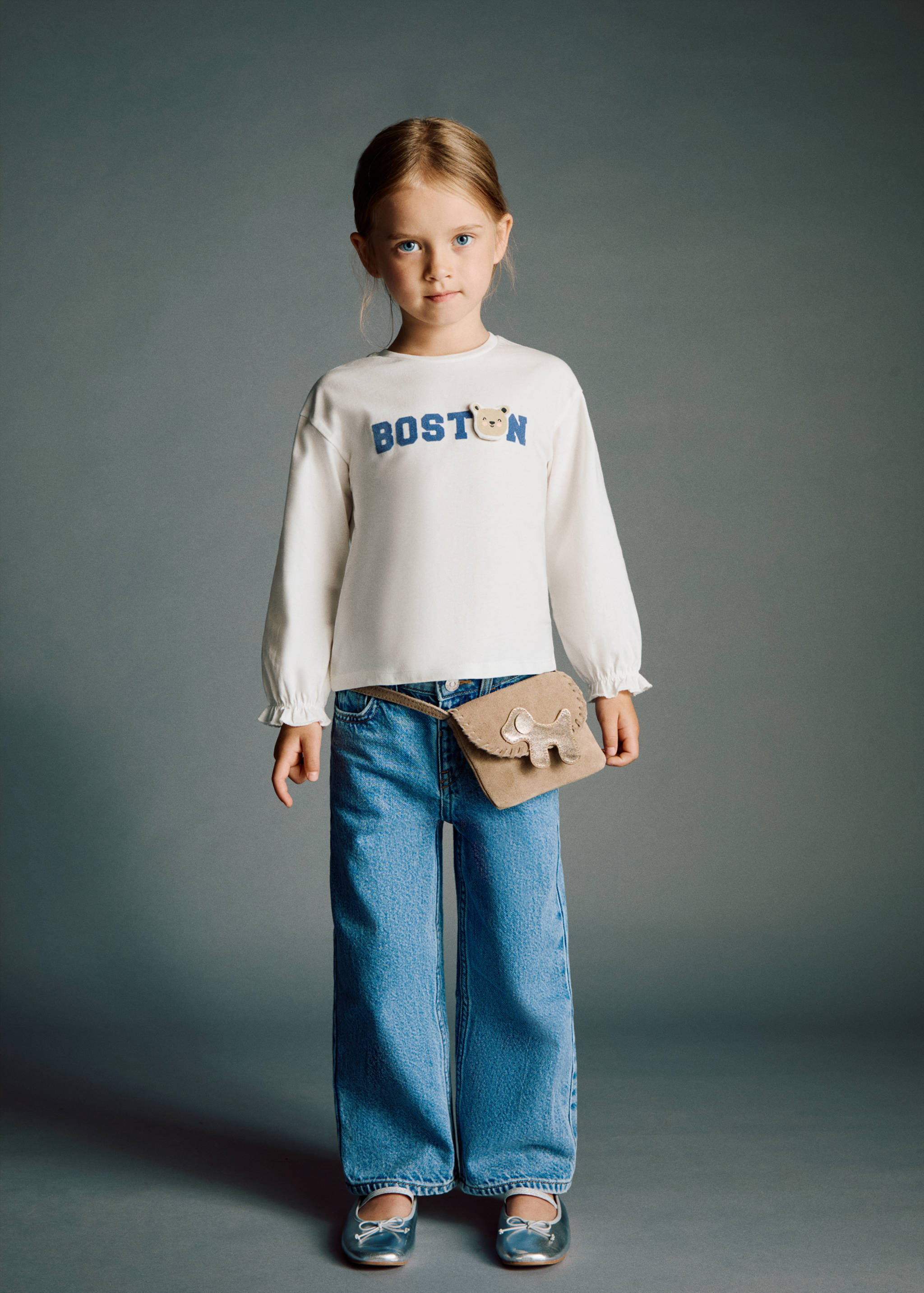 تيشيرت أطفال من القطن المطرز - رؤية وسط