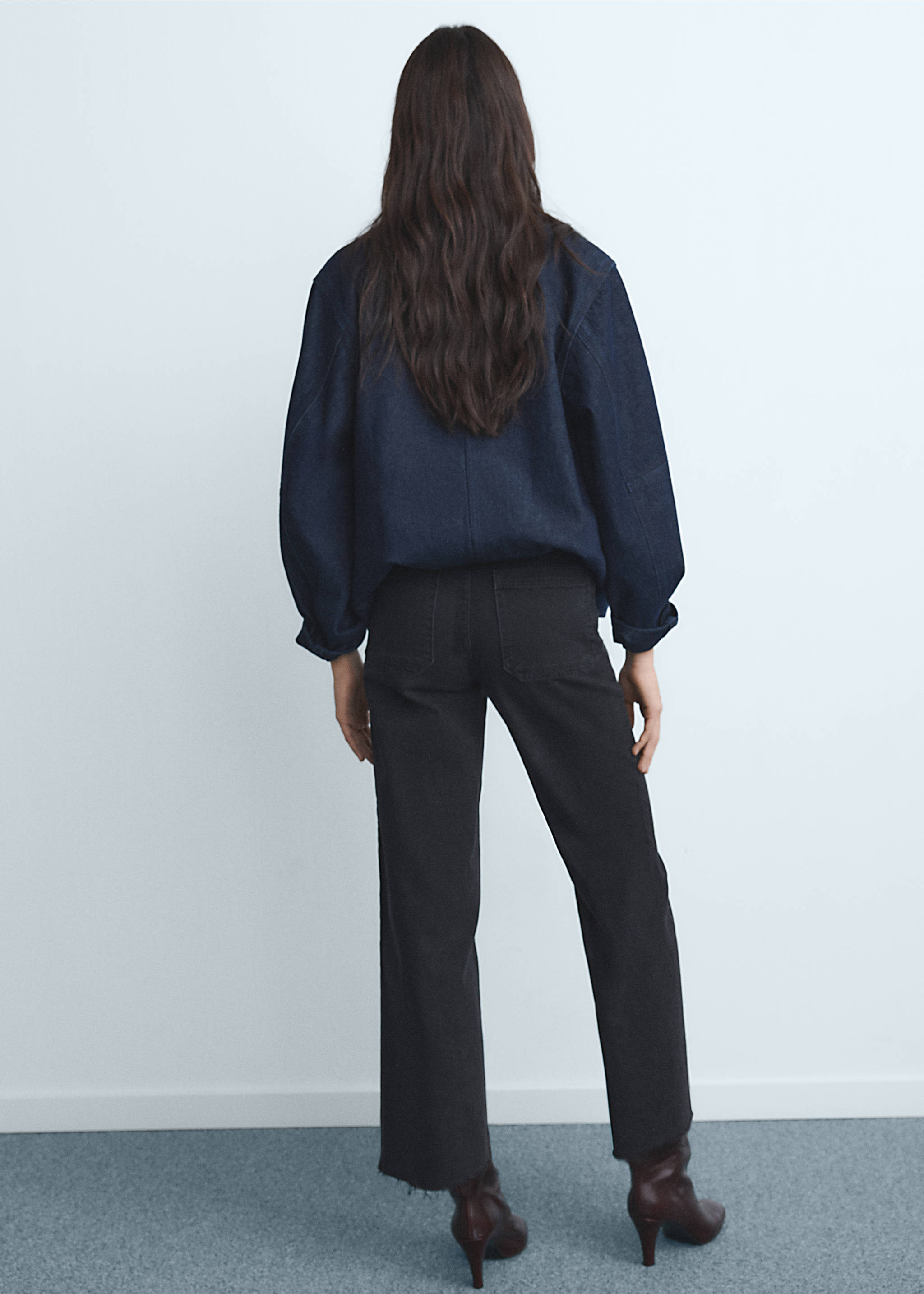 Catherin high-waist culottejeans - Achterkant van het artikel, Black denim. Ref: 17014427-00.