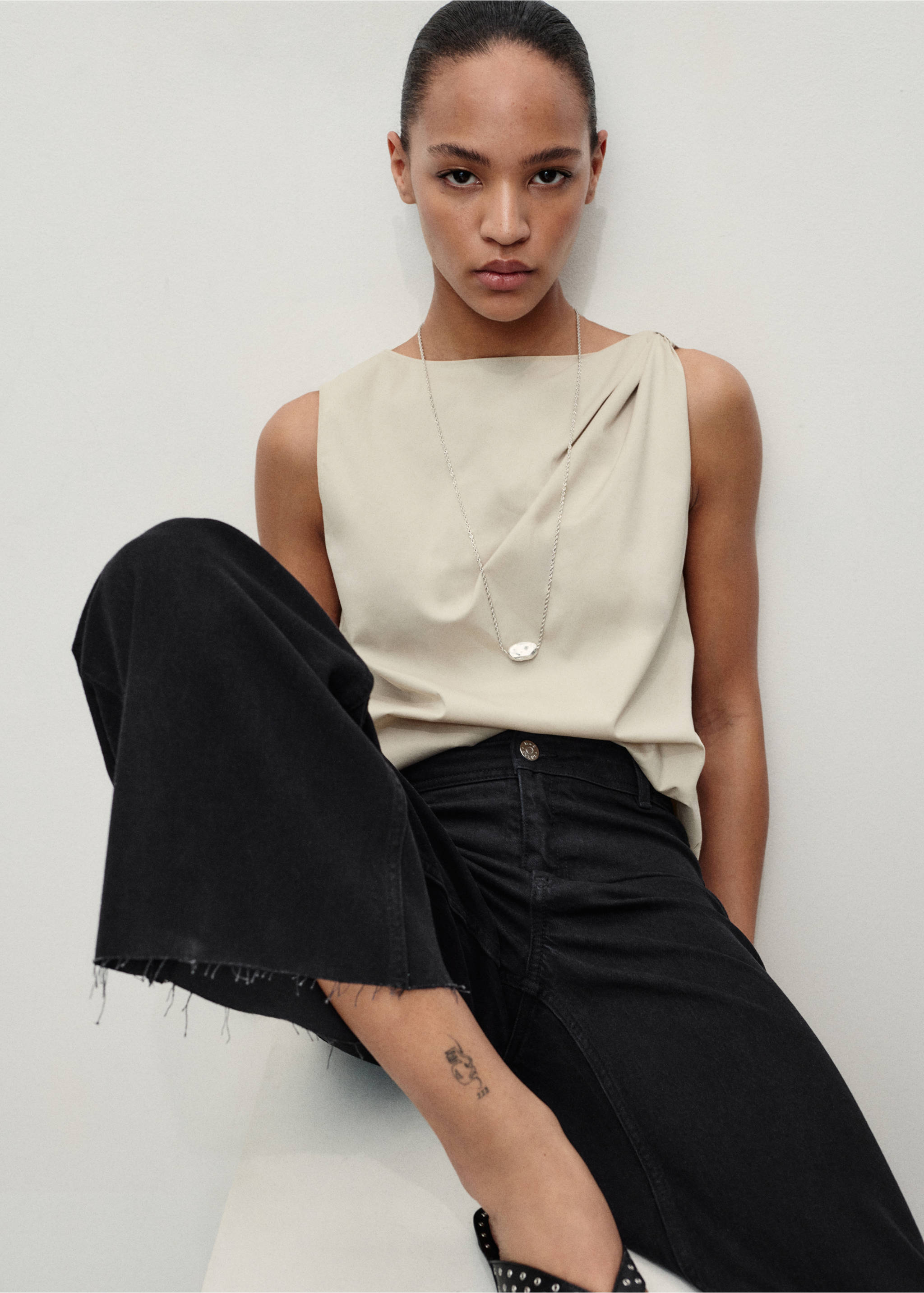 Catherin high-waist culottejeans - Detail van het artikel 2, Black denim. Ref: 17014427-00.