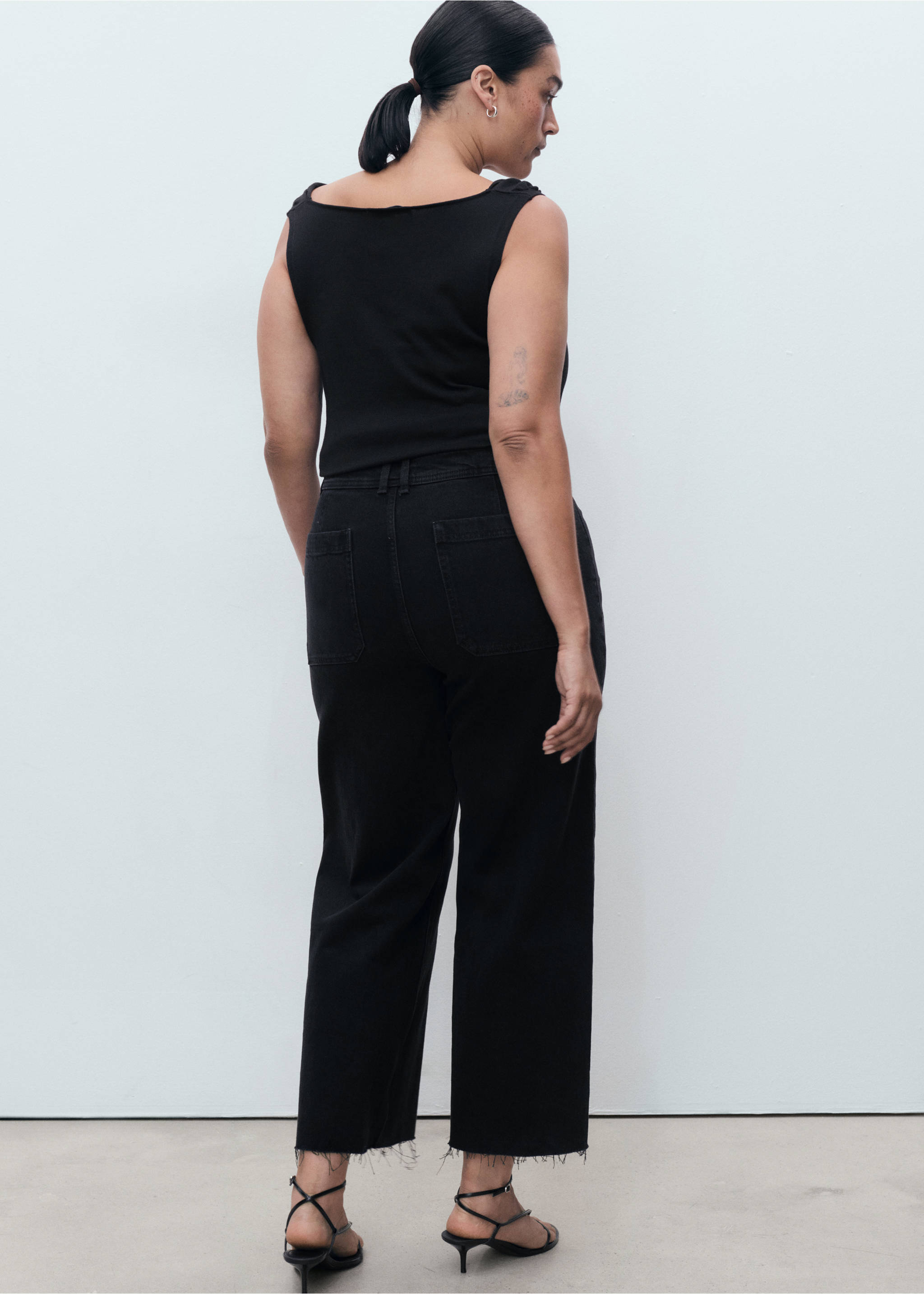 Catherin high-waist culottejeans - Detail van het artikel 4, Black denim. Ref: 17014427-00.