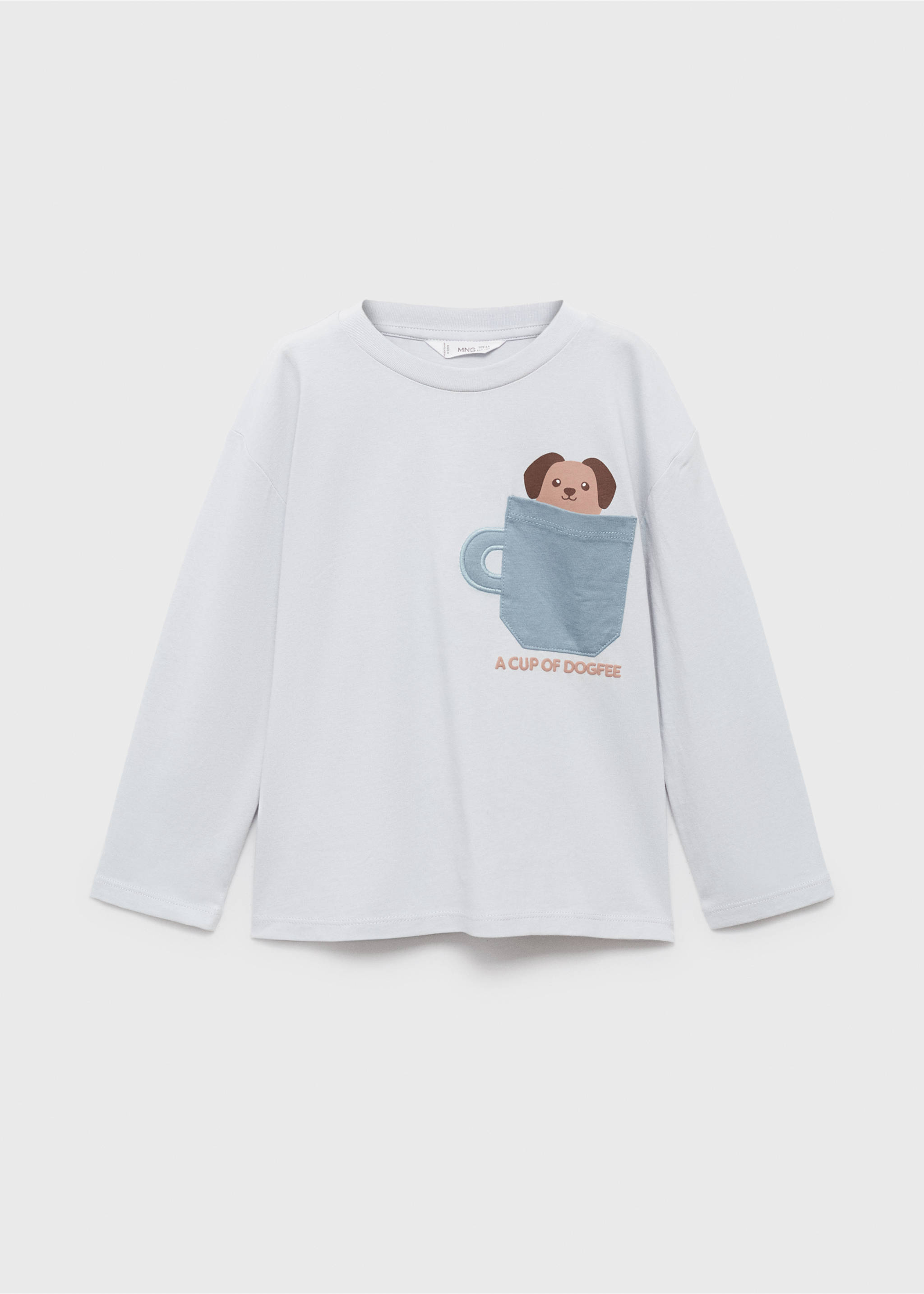 Chest-pocket printed T-shirt - Article without model, Sky Blue. Ref: 17014431-00.
