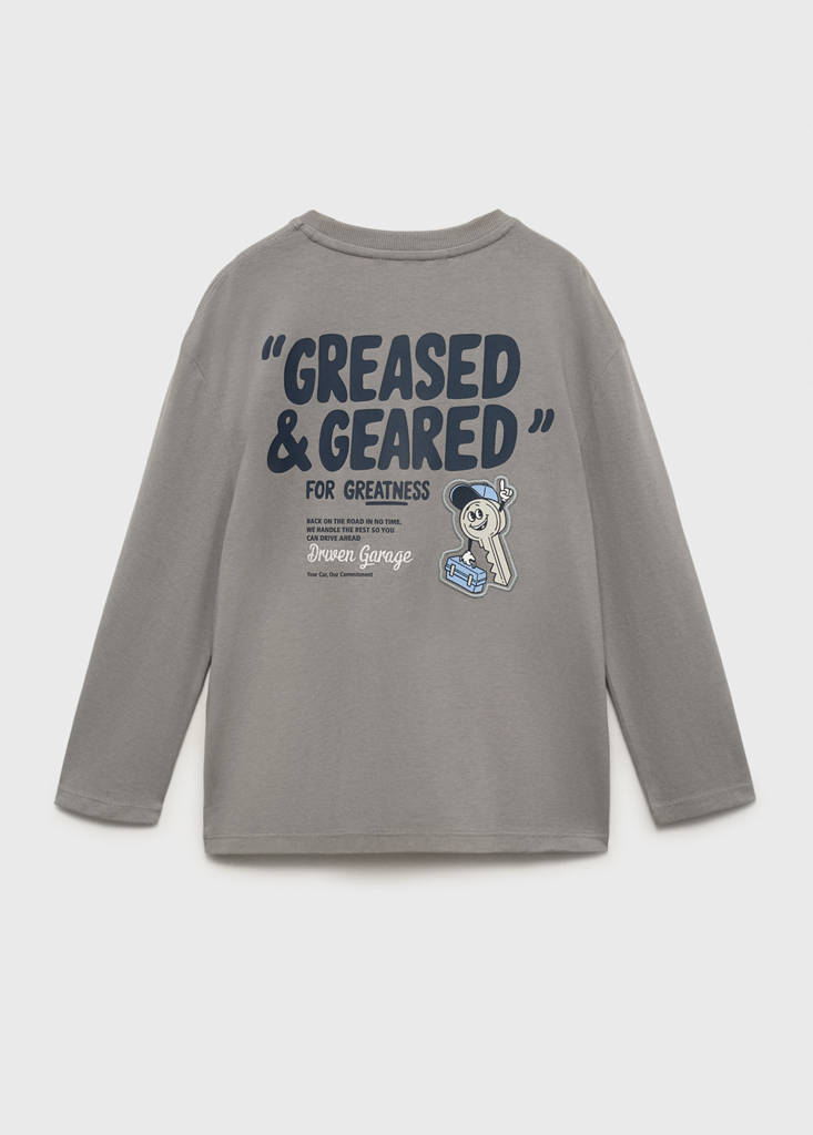 Printed cotton-blend T-shirt — Grey