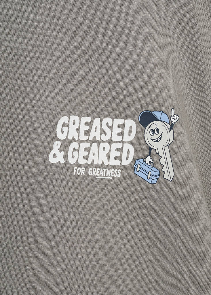 Printed cotton-blend T-shirt — Grey