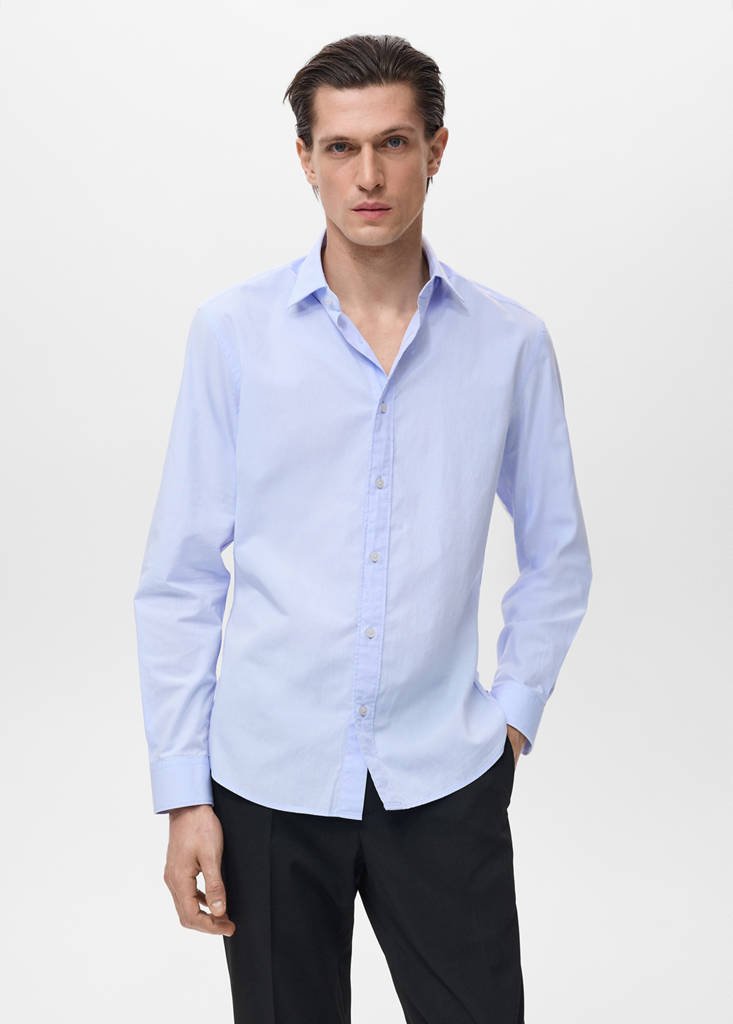 Regular-fit 100% cotton shirt — Sky Blue