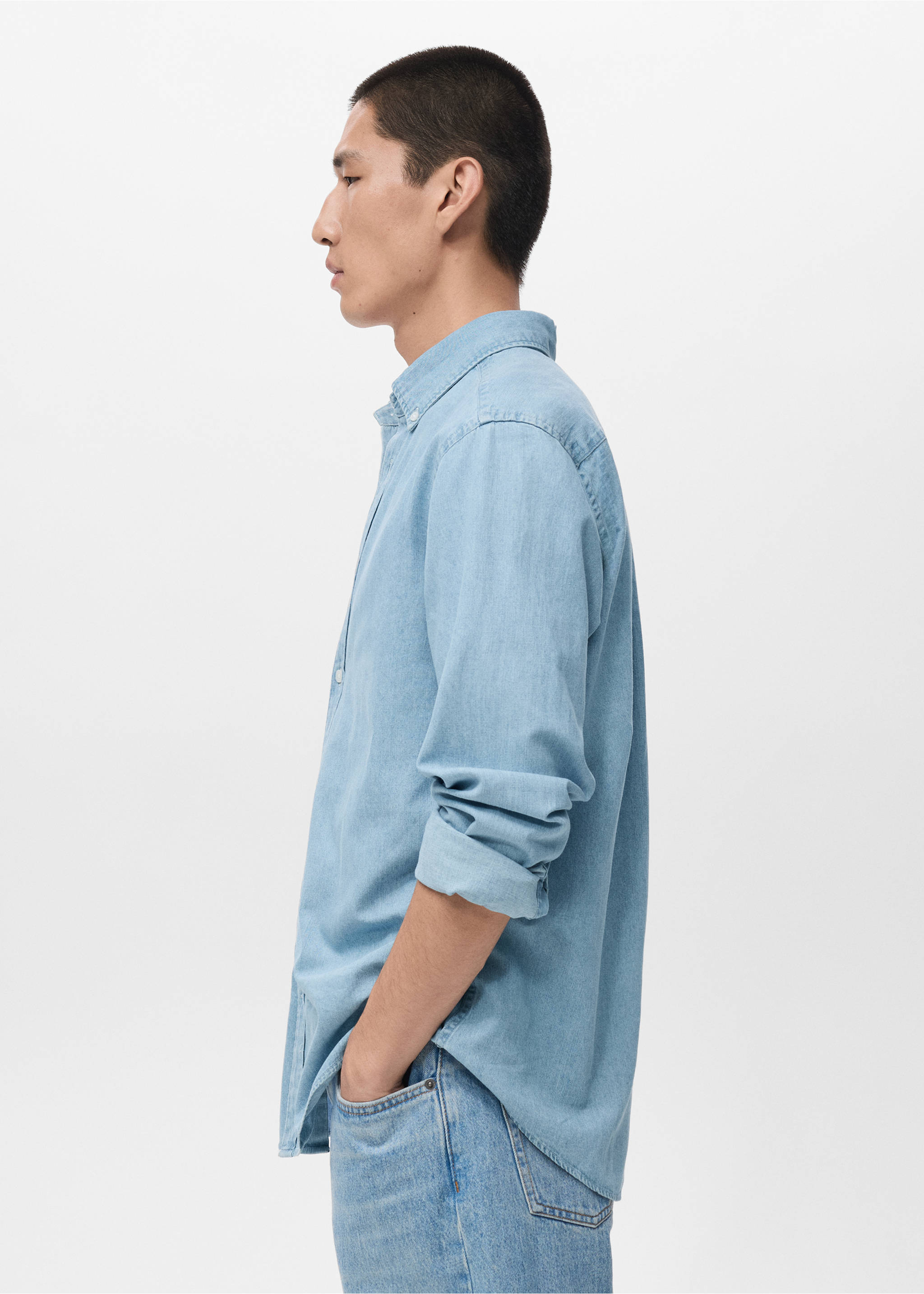 Camisa vaquera regular fit - Plano medio, Azul claro. Ref: 17014437-00.