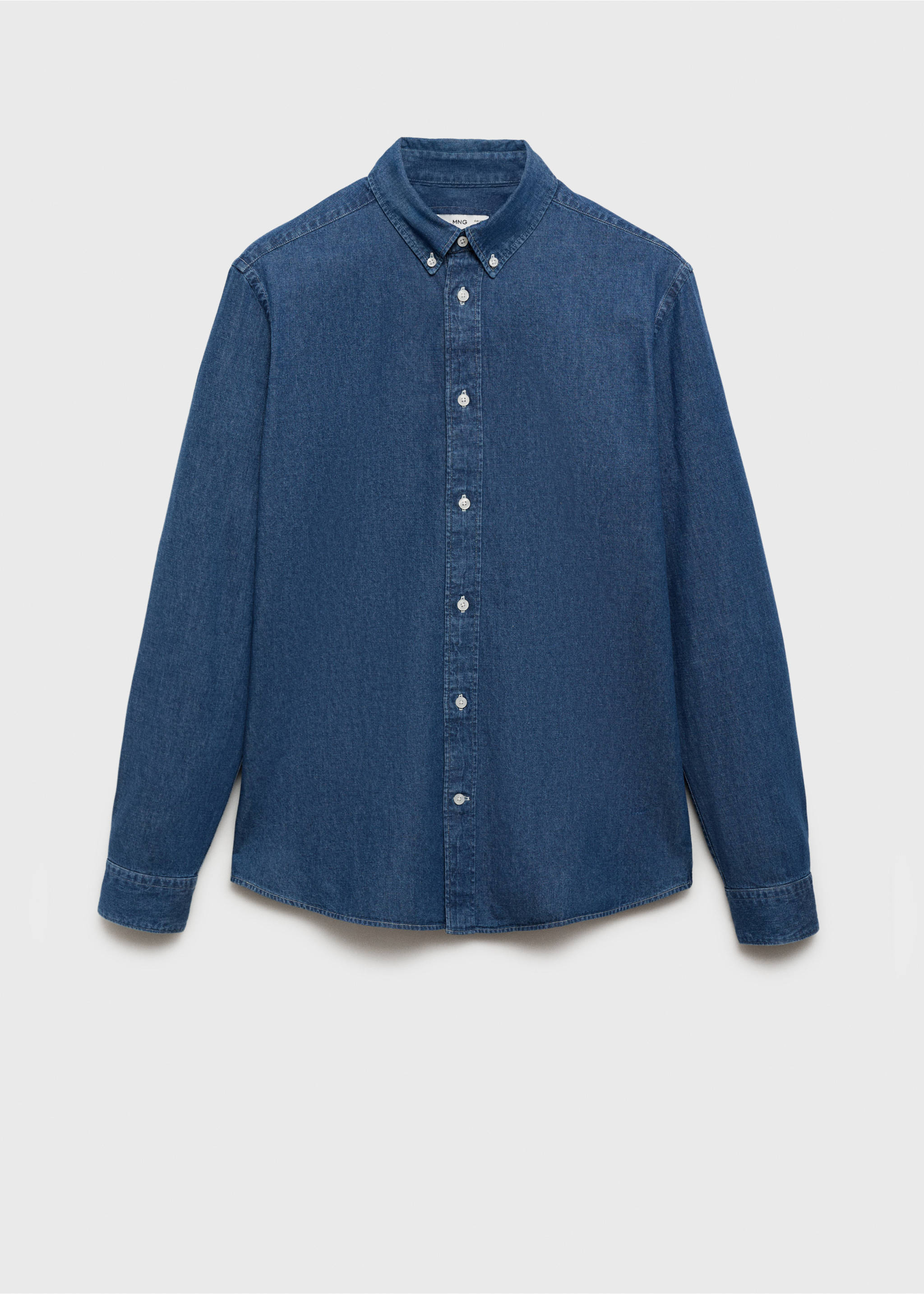 Рубашка regular fit из денима - Изделие без модели, Синий средний. Ref: 17014437-00.