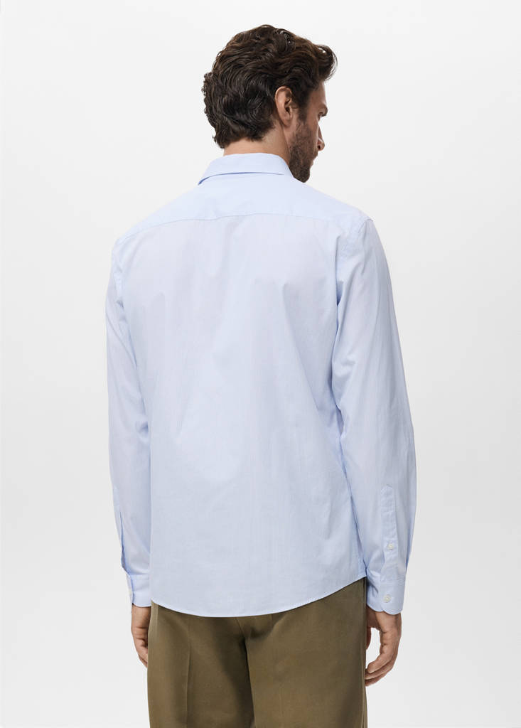 Regular fit striped cotton shirt — White