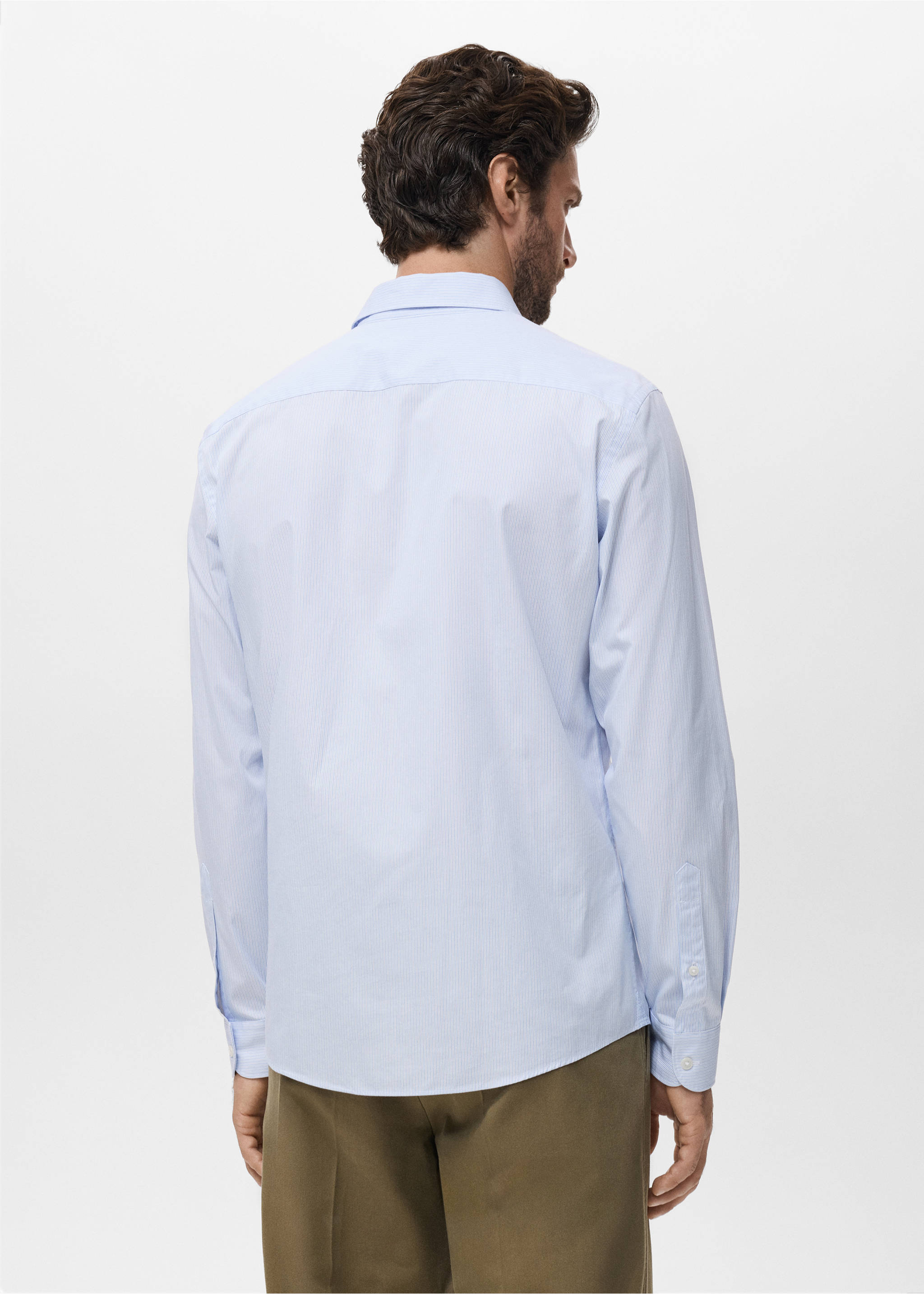 Рубашка regular fit из хлопка в полоску - Обратная сторона изделия, Белый. Ref: 17014438-00.