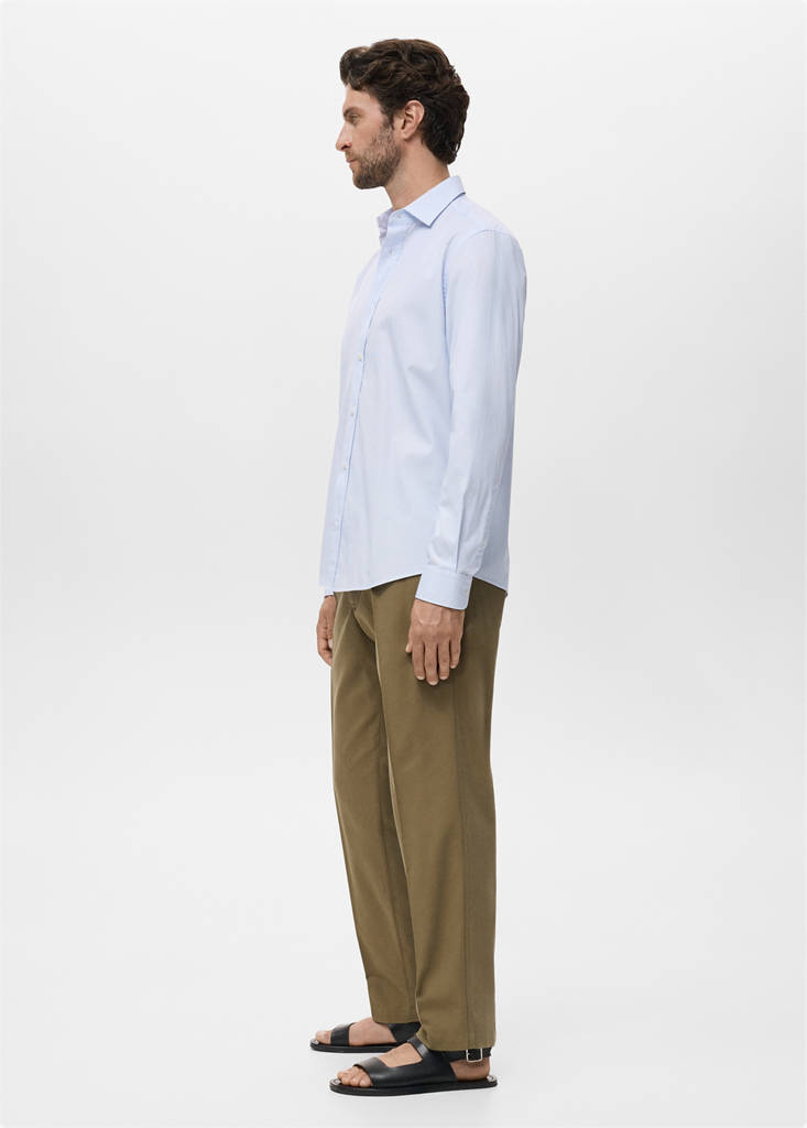 Regular fit striped cotton shirt — White