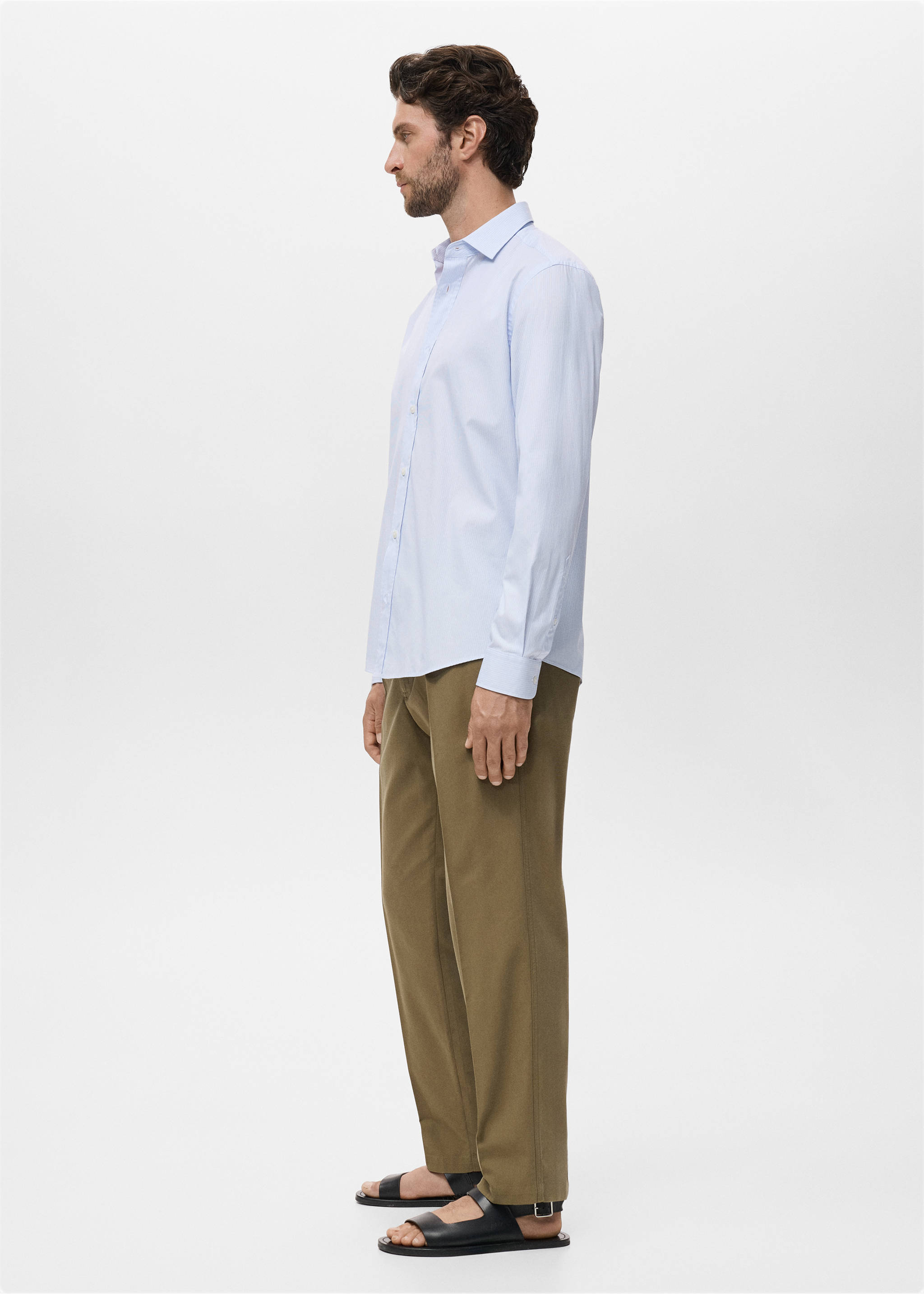 Рубашка regular fit из хлопка в полоску - Деталь изделия 2, Белый. Ref: 17014438-00.