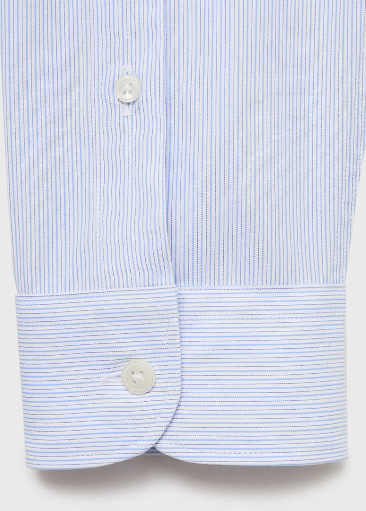 Regular fit striped cotton shirt — White