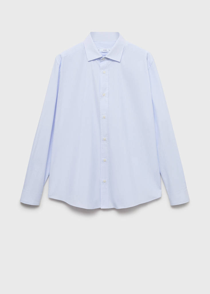 Regular fit striped cotton shirt — White