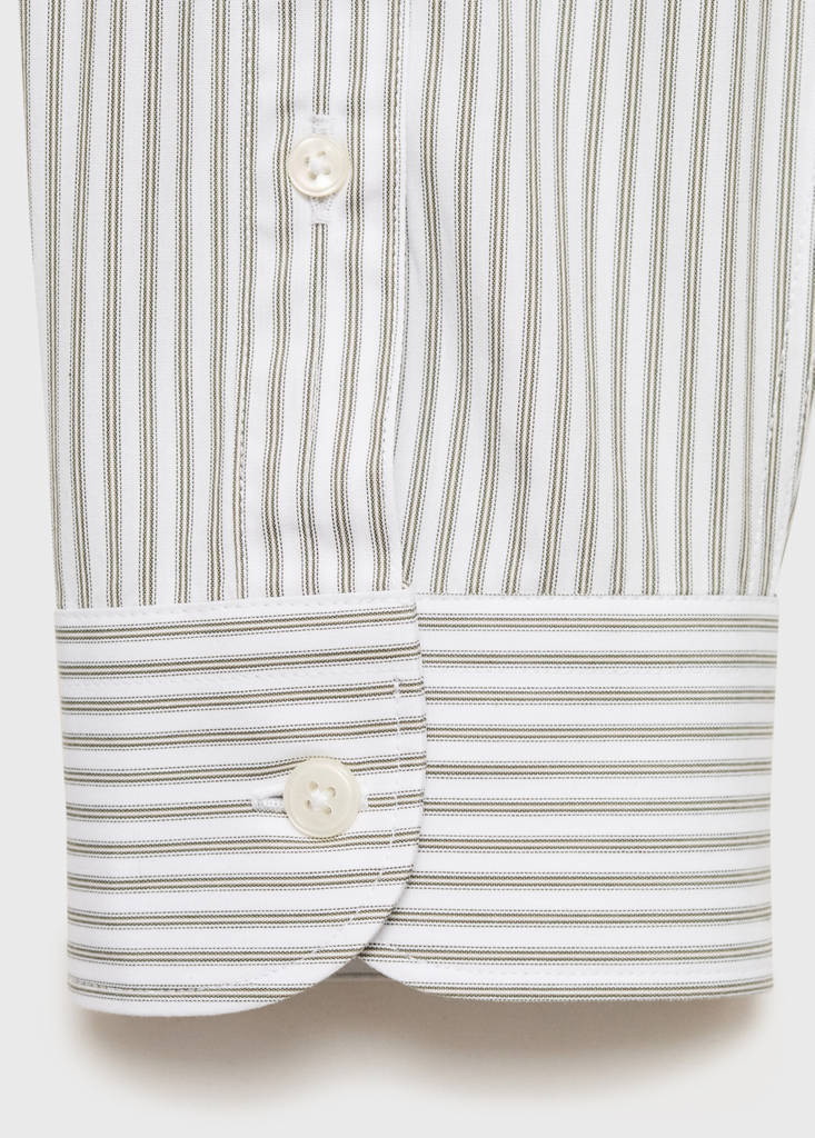 Regular fit striped cotton shirt — Khaki