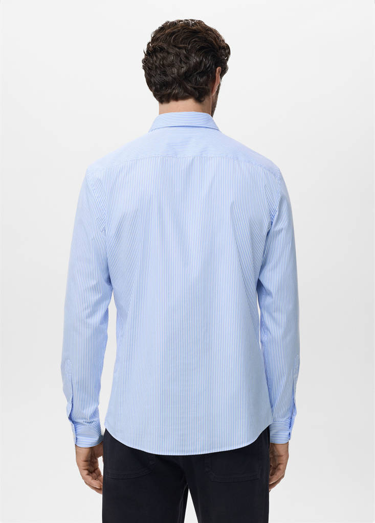 Regular fit striped cotton shirt — Sky Blue