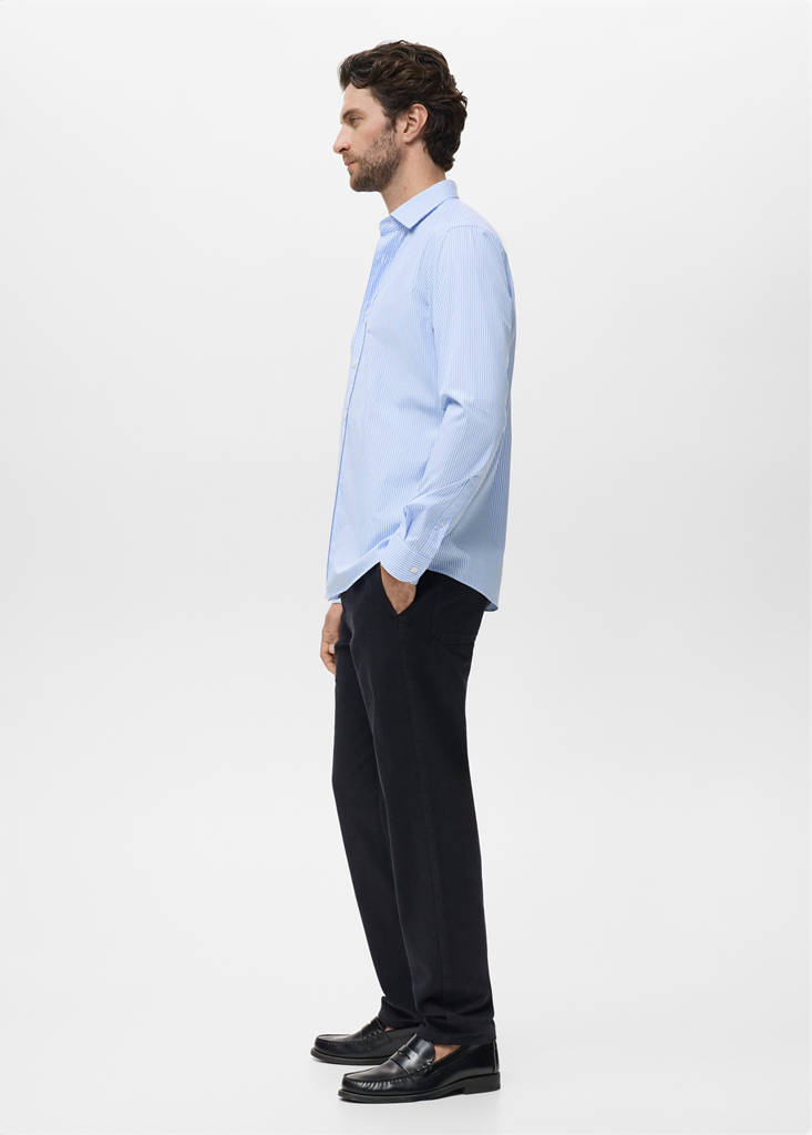 Regular fit striped cotton shirt — Sky Blue